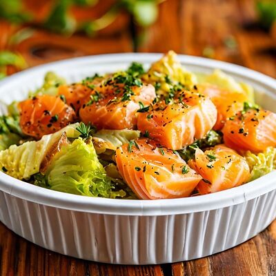 Цезарь с семгой в Ками cafe club по цене 600 ₽