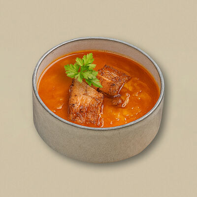 Похмельные щи с жареными свиными рёбрами в Любим сытно по цене 615 ₽