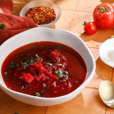 Борщ с фасолью постный в Баклажан в ТЦ 