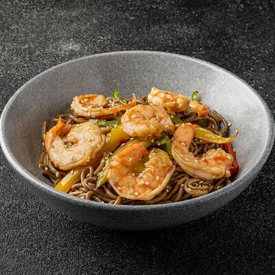 Лапша гречневая с креветками в Роллофф по цене 499 ₽