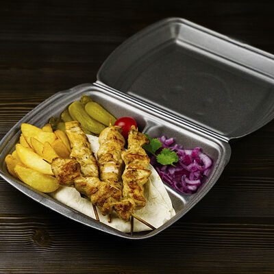 Бизнес-ланч с шашлыком и картофелем по-деревенски в Baker Kebab по цене 510 ₽