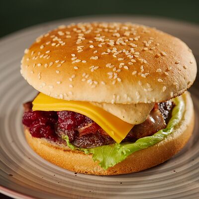 Бургер с мраморной говядиной и копченой вишней в Menthol по цене 575 ₽