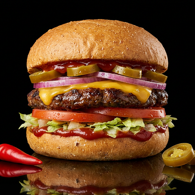 Бургер Классика жанра острый (котлета на выбор) в Место Про Тесто по цене 515 ₽