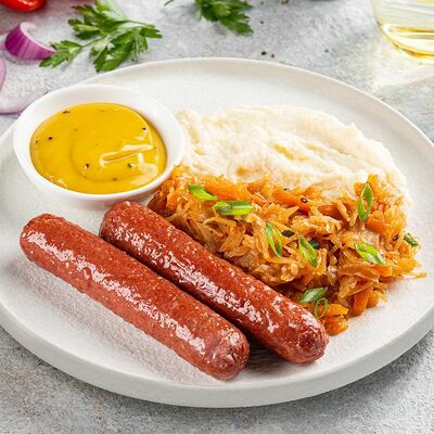 Калбаски по-баварски с пюре и капустой в Магбургер & Братья Караваевы по цене 229