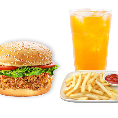 Чикен филе бургер + фри + напиток на выбор 0,5 в PizzBurg по цене 3400 ₸