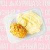 Пожарская котлета с картофельным пюре и маринованным огурчикомв VЛАVАШЕ по цене 400