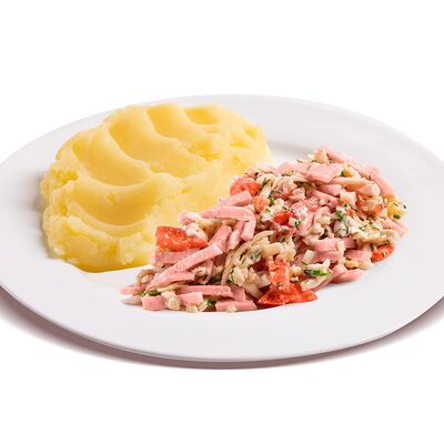 Картофельное пюре с ветчиной, сыром, помидорами в Сковородовна по цене 349 ₽