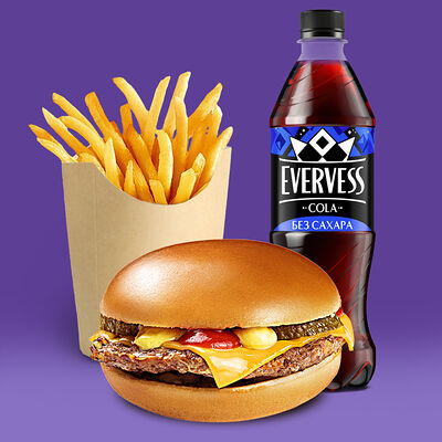 Чизбургер Комбо с Evervess кола без сахара в Food taxi по цене 459 ₽