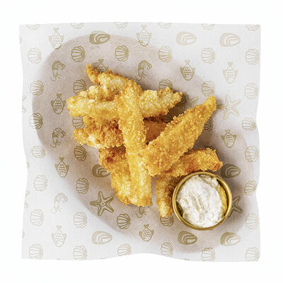 Стрипсы из кальмара с соусом тартар в Каспийка по цене 490 ₽