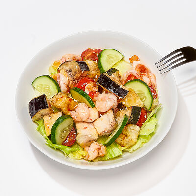 Салат с карамелизированным баклажаном и креветками в 10 идеальных пицц по цене 550