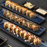 Королевский сет ( угорь, лосось, копченый лосось, краб, снежный краб) в Mojo