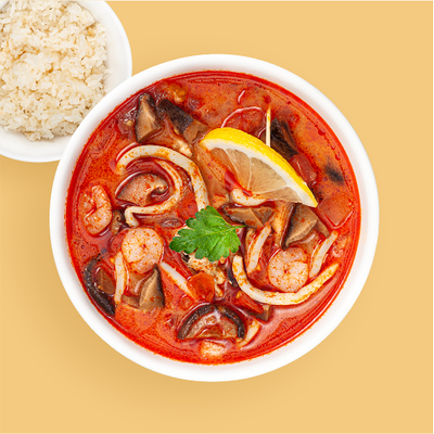 Суп Том Ям морепрдукты яндекс в Фьюжн экспресс по цене 469 ₽