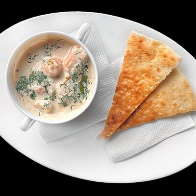 Суп сливочный с лососем в Пицца для друзей по цене 696 ₽