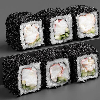 Ролл Калифорния с крабом и огурцом черная в Tao Sushi Lab по цене 1250 ₽