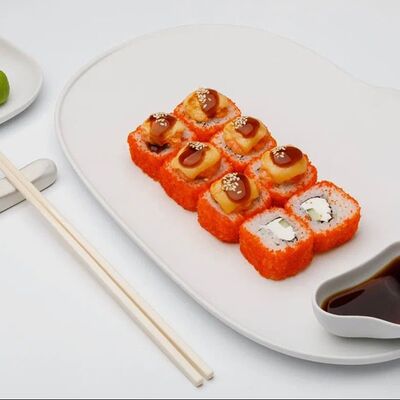 Запеченный лосось в Here sushi по цене 950 ₽