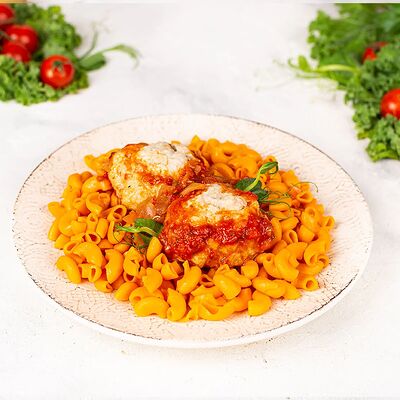 Фрикадельки в томатном соусе с пастой в У Палыча. С пылу, с жару! по цене 376 ₽