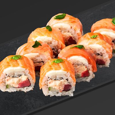 Roll Лосось и тунец с крабом в Sushkin Set по цене 890 ₽