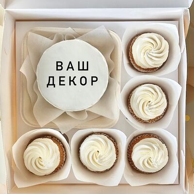 Бенто-торт и 5 капкейков-тортика в стаканчике, Ваша подпись на бенто в О! Тортик по цене 4290 ₽