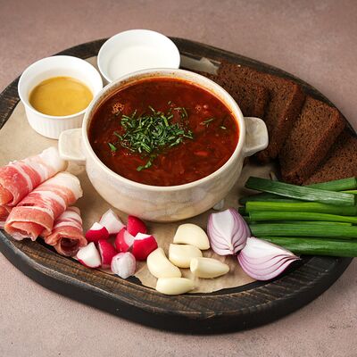 Борщ с салом, чесноком и горчицей в VASILCHUKI Chaihona №1 по цене 770 ₽