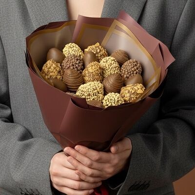 Букет Chocolate (19 шт.) в Luna-Клубника в шоколаде по цене 3990 ₽