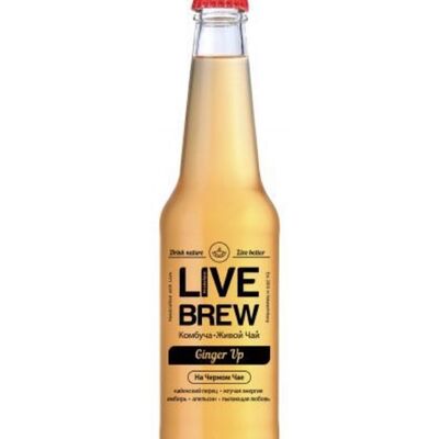 Комбуча Live brew Ginger Up (Чёрный чай, имбирь, апельсин, Киенский перец) в Pokemania по цене 289 ₽