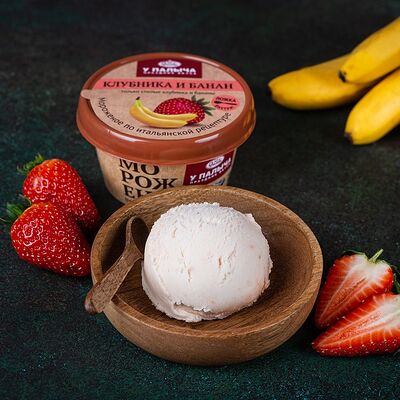 Мороженое молочное Клубника и банан в У Палыча. С пылу, с жару! по цене 230 ₽