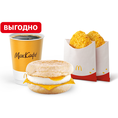 МакМаффин с яйцом и сыром МакКомбо Большой в Макдоналдс по цене 215 ₽