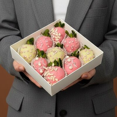 Клубника в шоколаде Розовый (9-12 шт.) в Luna-Клубника в шоколаде по цене 2990 ₽