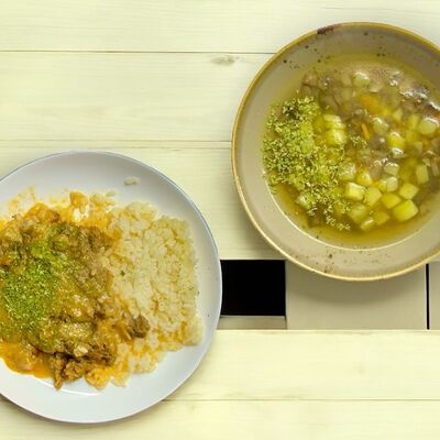 Комбо-обед №2 Картофельный суп с грибами и Азу с рисом в Вкусницца по цене 649 ₽