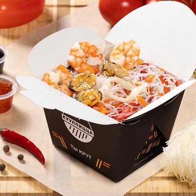 Вок Премиум Сливочная Фунчоза с морепродуктами в Шаурма Куулпицца по цене 810 ₽