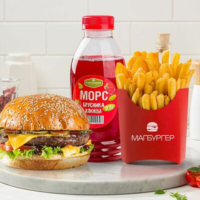 Комбо с Магбургером, картошкой и напитком в Магбургер & Братья Караваевы по цене 359