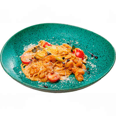 Паста с креветками в Омлет станция по цене 660 ₽