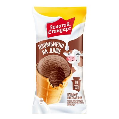 Мороженое Золотой стандарт Пломбир шоколадный в Ура! мороженое! по цене 123 ₽