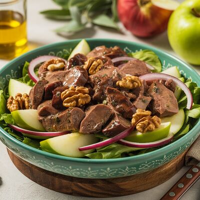 Салат с куриной печенью и грецким орехом в Фабрика-кухня ex. The Black Door по цене 15 р.
