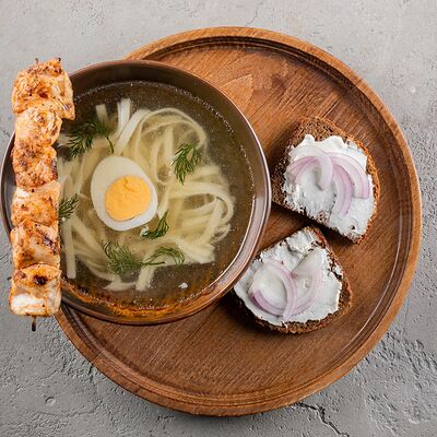 Бульон куриный с шашлычком в Мангал по цене 280 ₽