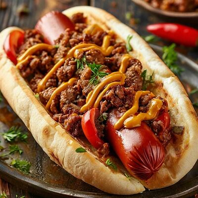 Хот-дог в булкев Шаурма и кебаб по цене 230 ₽