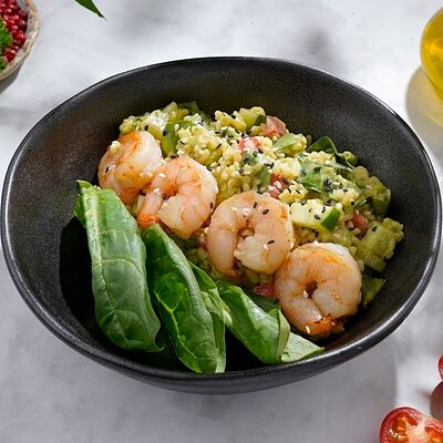 Булгур с тигровыми креветками в Петрушка по цене 456 ₽