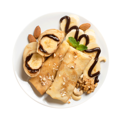 Блины с бананом и пастой из орехов и какао в Азбука Вкуса Экспресс Меню по цене 178 ₽