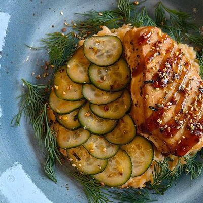 Атлантический стейк с ризотто в Июль по цене 1310 ₽