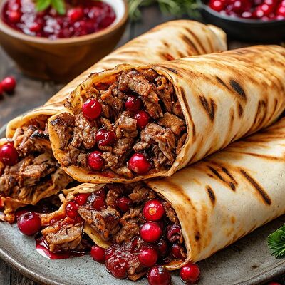 Шаурма мясная с брусничным соусом в РАКИДОНА по цене 390 ₽