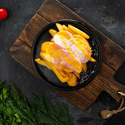 Картофель, запечённый дольками с ветчиной в Багетофф по цене 319 ₽