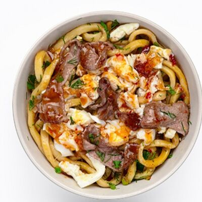 Wok лапша с говядиной, перцем и омлетом № 5 в Пиццерия «Зелень» по цене 429 ₽