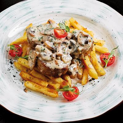 Свиные медальоны под сливочно-грибным соусом в Pronto Pizza по цене 850 ₽