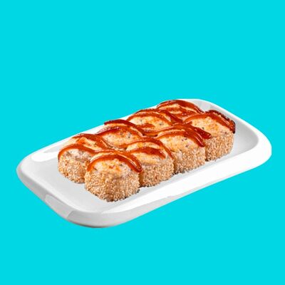 Запеченный ролл Норвежский в кунжуте с курицей в Big Fish по цене 950