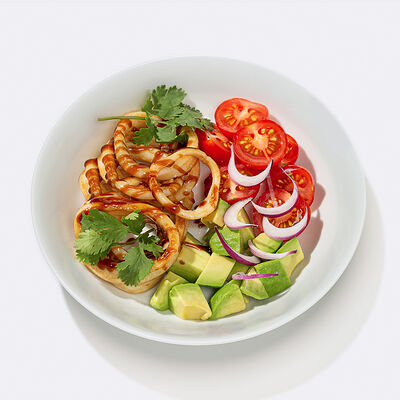 Кальмар, авокадо и черри в Много лосося по цене 565