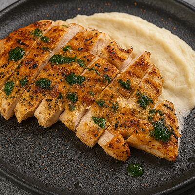 Куриная грудка с пюре из сельдереяв Holy Hotdoggers по цене 790 ₽