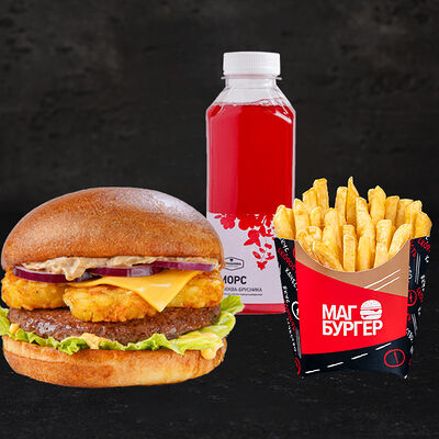 Комбо Деревенский бургер и морс в Магбургер & Братья Караваевы по цене 515