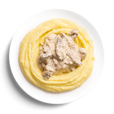 Бефстроганов с картофельным пюре в Кухня на районе по цене 359 ₽