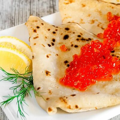 Блины с красной икрой в На абордаж по цене 320 ₽