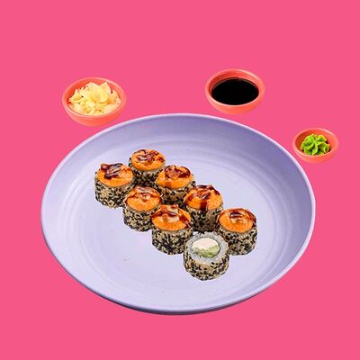 Ролл запеченный Блек Спешел Salmon Унаги в Big Fish по цене 1335 ₽